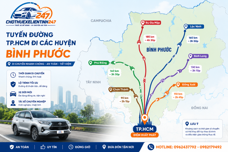 Các tuyến xe từ TP.HCM đi Đồng Xoài Bình Phước 