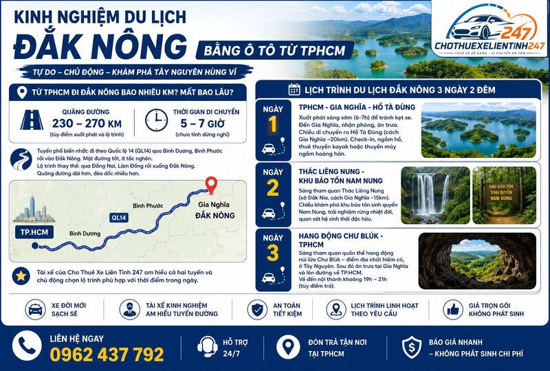 Kinh nghiệm du lịch Đắk Nông bằng ô tô từ TPHCM Kinh nghiệm du lịch Đắk Nông bằng ô tô từ TPHCM