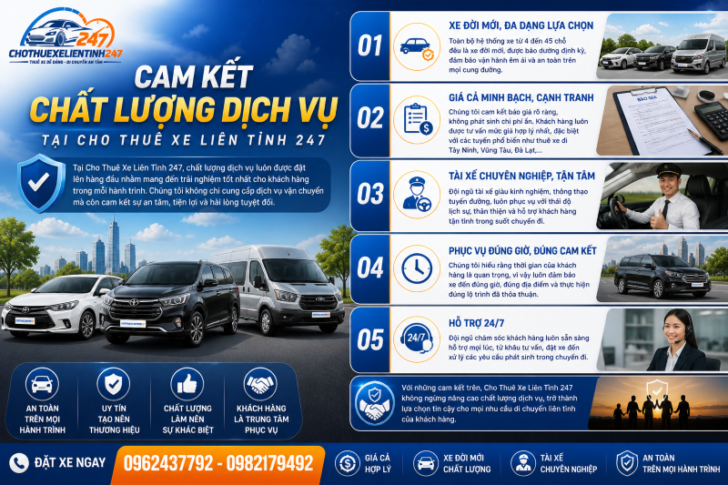 Cho Thuê Xe Liên Tỉnh 247 - Lựa chọn đáng tin cậy cho nhu cầu di chuyển của khách hàng