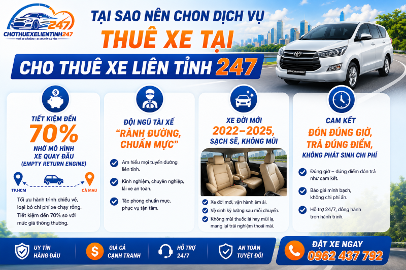 Tại sao nên chọn thuê xe đi An Giang tại chothuexelientinh247.com?