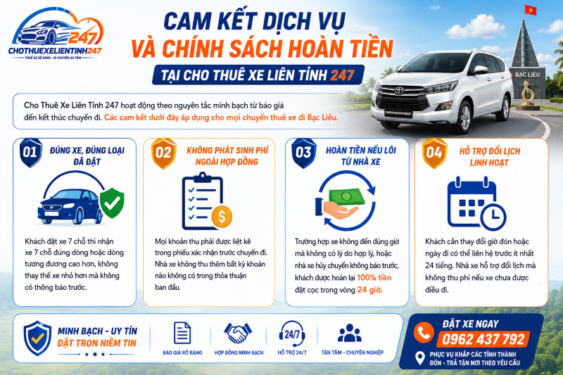 Cho Thuê Xe Liên Tỉnh 247 hoạt động theo nguyên tắc minh bạch cho mọi chuyến thuê