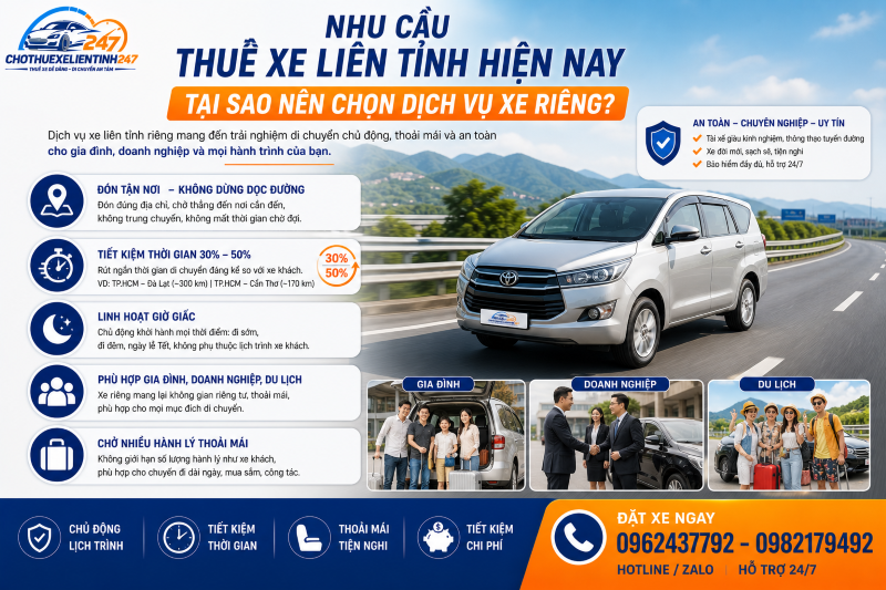 Nhu cầu thuê xe liên tỉnh hiện ngày càng được ưa chuộng