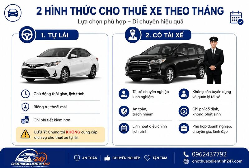 Các hình thức cho thuê xe theo tháng phổ biến hiện nay Các hình thức cho thuê xe theo tháng phổ biến hiện nay