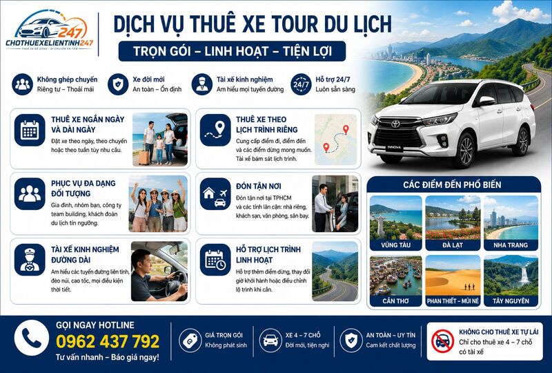 Dịch vụ cho thuê xe tour du lịch tại Cho Thuê Xe Liên Tỉnh 247 Dịch vụ cho thuê xe tour du lịch tại Cho Thuê Xe Liên Tỉnh 247