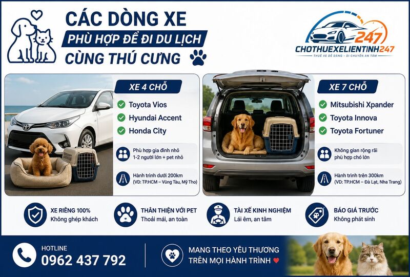 Các dòng xe phù hợp để đi du lịch cùng thú cưng Các dòng xe phù hợp để đi du lịch cùng thú cưng