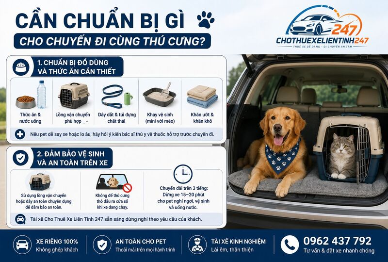 Cần chuẩn bị những gì cho chuyến đi cùng thú cưng? Cần chuẩn bị những gì cho chuyến đi cùng thú cưng?