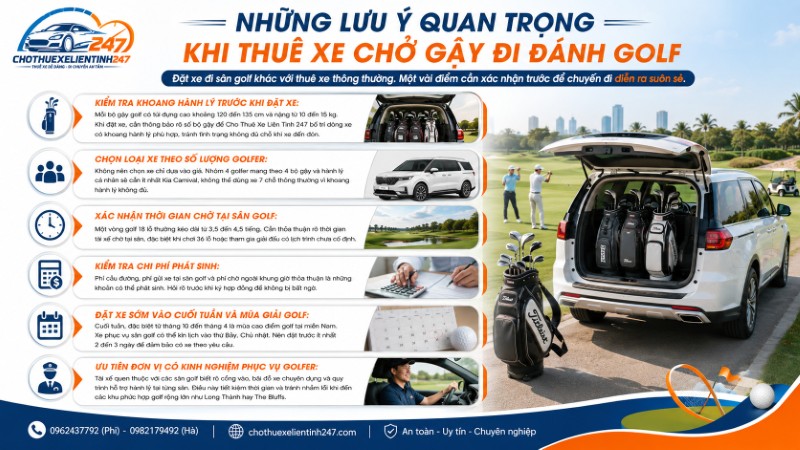 Những lưu ý quan trọng khi thuê xe chở gậy đi đánh golf tại Cho Thuê Xe Liên Tỉnh 247 Những lưu ý quan trọng khi thuê xe chở gậy đi đánh golf tại Cho Thuê Xe Liên Tỉnh 247