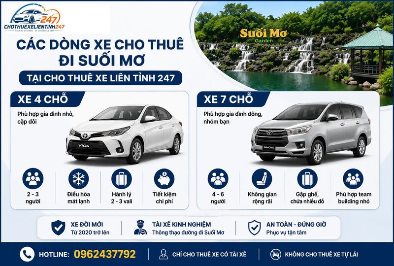 Các dòng xe cho thuê đi Suối Mơ tại Cho Thuê Xe Liên Tỉnh 247 Các dòng xe cho thuê đi Suối Mơ tại Cho Thuê Xe Liên Tỉnh 247