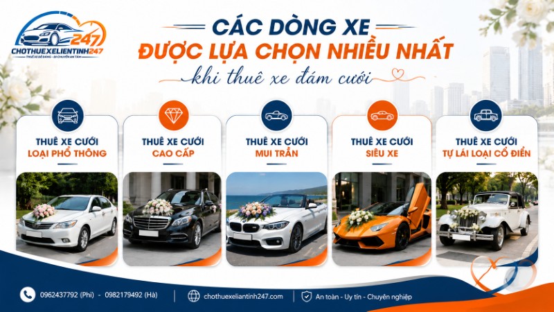 Các dòng xe được lựa chọn nhiều nhất khi thuê xe đám cưới Các dòng xe được lựa chọn nhiều nhất khi thuê xe đám cưới