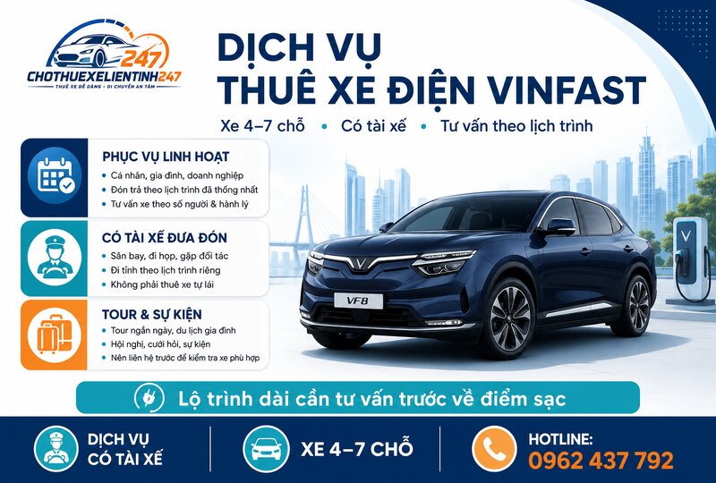 Dịch vụ thuê xe điện tại Cho Thuê Xe Liên Tỉnh 247 Dịch vụ thuê xe điện tại Cho Thuê Xe Liên Tỉnh 247