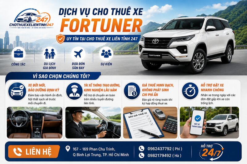 Dịch vụ cho thuê xe Fortuner uy tín tại Cho thuê xe liên tỉnh 247 Dịch vụ cho thuê xe Fortuner uy tín tại Cho thuê xe liên tỉnh 247