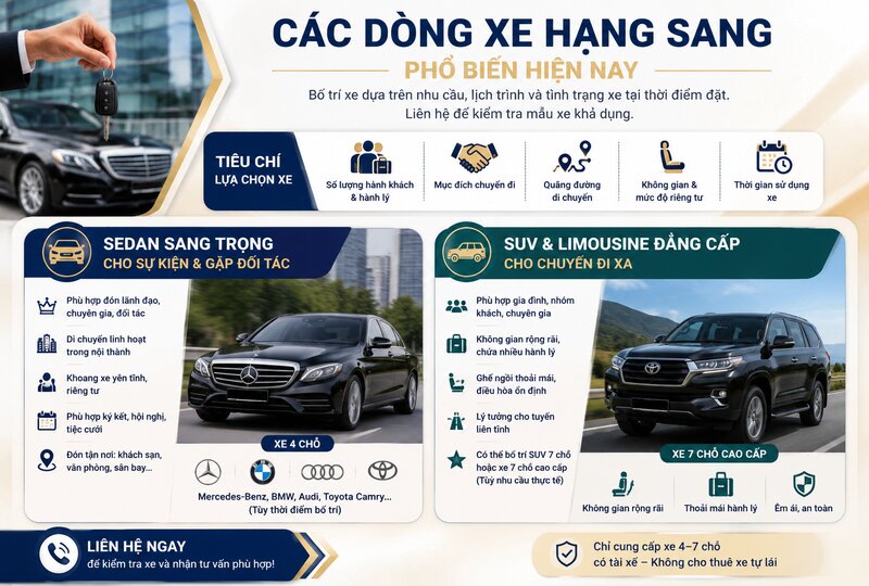 Các dòng xe hạng sang phổ biến hiện nay Các dòng xe hạng sang phổ biến hiện nay